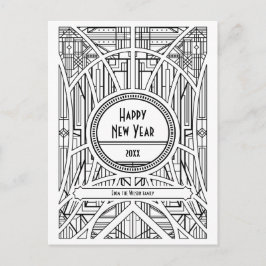 Eleganter Retro-Art Deko Happy New Year Postkarte