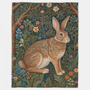 Eleganter Retro-Boho-Hase Waldflora Fleecedecke