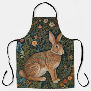 Eleganter Retro-Boho-Hase Waldflora Schürze