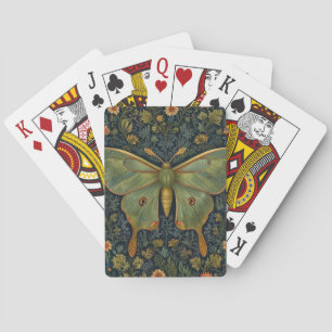 Eleganter retro-boho-mondfalter botanisch spielkarten