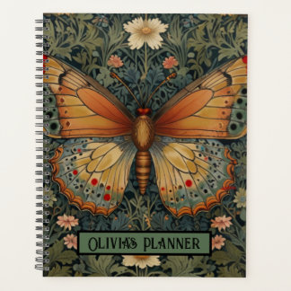 Eleganter Retro-Boho-Schmetterling Botanische Grün Planer