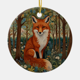 Eleganter Retro-Roter Fuchs boho botanisch Keramik Ornament