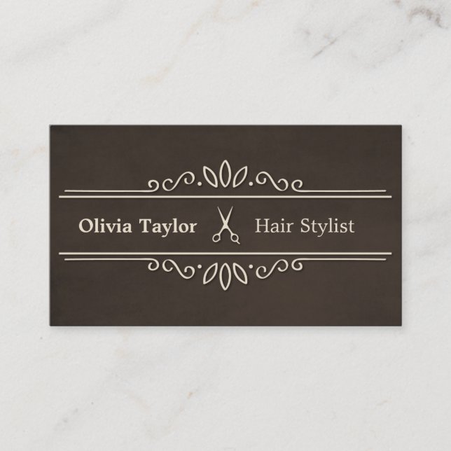 Eleganter Retro-Schere Friseur-Stylist-Friseurlade Visitenkarte (Vorderseite)