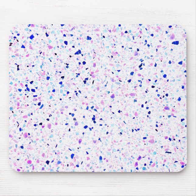 Eleganter Retro Terrazzo-lila weißes Muster Mousepad (Vorne)