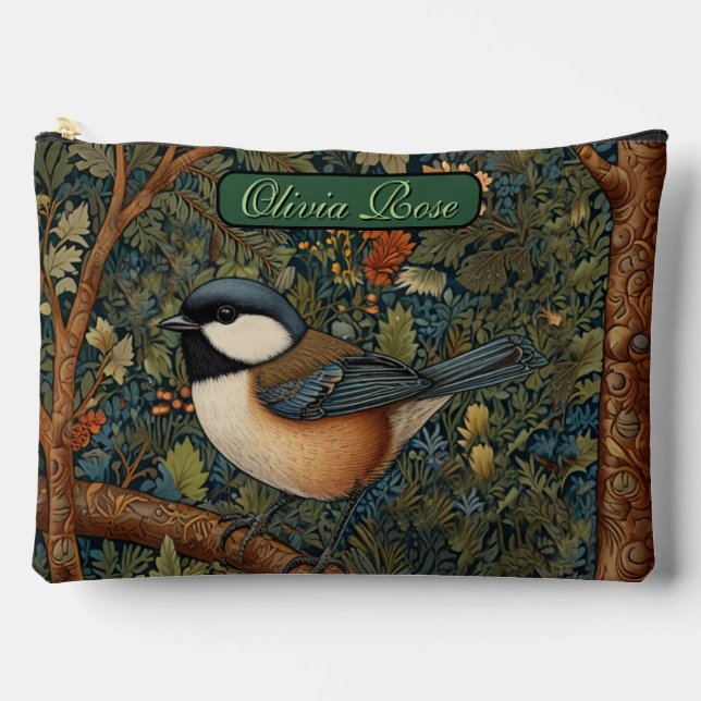 Eleganter Retro-Waldvogel  Zubehörtasche (Vorderseite)