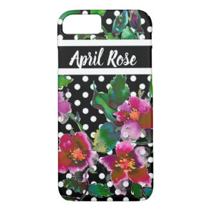 Eleganter Retropinke magenta Rose Polka Punkte iPhone 8/7 Hülle