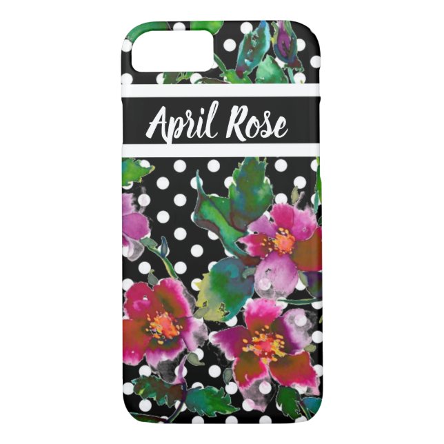Eleganter Retropinke magenta Rose Polka Punkte Case-Mate iPhone Hülle (Rückseite)