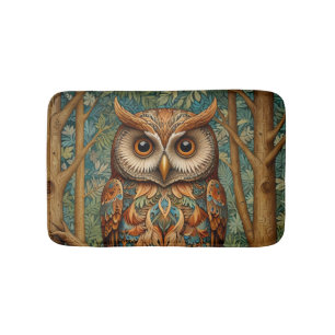 Eleganter Retrouschus boho bohemianischer Wald grü Badematte