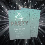 Eleganter Rhinestones Glitzer Aqua 30. Geburtstag Einladung<br><div class="desc">Eine schlichte,  moderne,  elegante und schicke Party Einladung-Vorlage zum 30. Geburtstag mit einem Aqua-grünen Hintergrund,  das Wort PARTY mit Rhinestonen (simuliert,  nicht echte Steine,  das ist ein digitaler Effekt),  moderne Kalligraphie-Skript und Typografie in Weiß. Ein schicker,  zeitloser Entwurf für eine Frau an ihrem dreißigsten Geburtstag.</div>