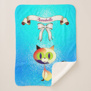 Eleganter Ribbon-Cartoon Cat Name Personalize Sherpadecke