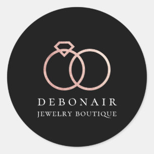 Eleganter Ring-Logo aus Roségold personalisiert Runder Aufkleber