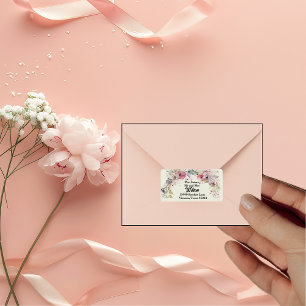 Eleganter Ring von Blume Aquarell Rücksendeadresse Adressaufkleber