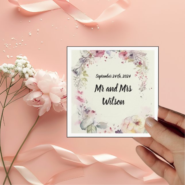 Eleganter Ring von Blume Wasserfarbe Napkins Serviette (Von Creator hochgeladen)