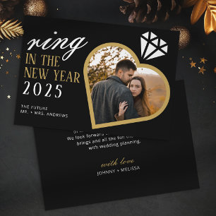Eleganter Ring zum neuen Jahr Verlobung Weihnachte Feiertagskarte