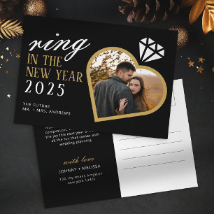 Eleganter Ring zum neuen Jahresengagement Weihnach Feiertagspostkarte