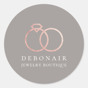 Eleganter Ringlogo aus Roségold personalisiert Runder Aufkleber