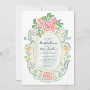 Eleganter Rococo-Blumen-Brautjunggesellinnenabschi Einladung