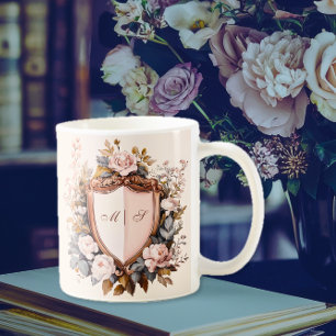 Eleganter Rokoko Wedding Wappen Initials Kaffeetasse