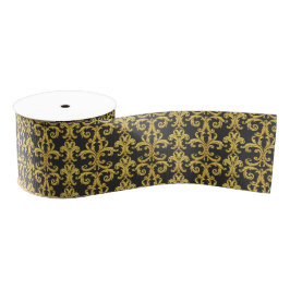 Eleganter Rokoko-Wiederbelebung Gold- und Holzkohl Ripsband