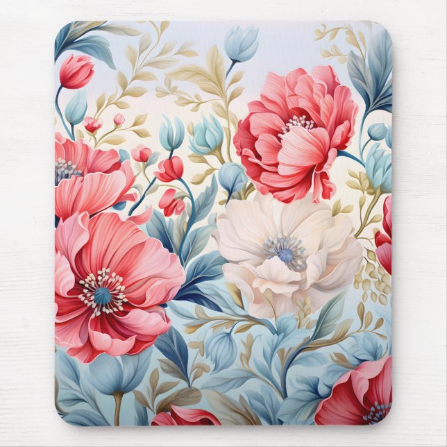 Eleganter Romantischer Blumenbotanischer Garten Mousepad (Vorne)
