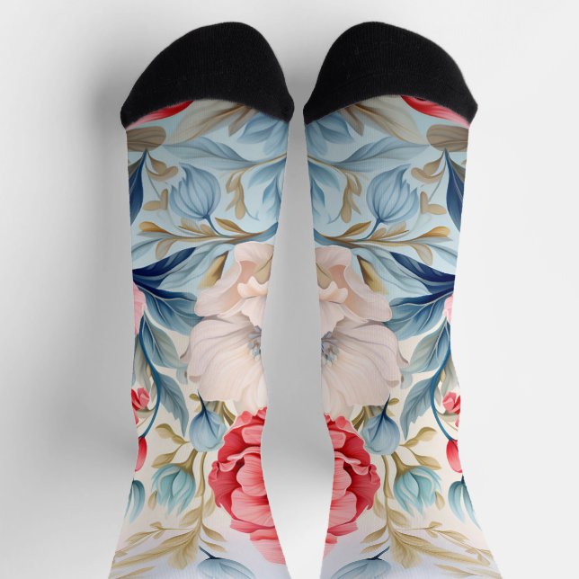 Eleganter Romantischer Blumenbotanischer Garten Socken (Oben)