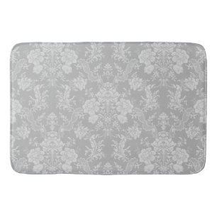 Eleganter Romantischer Chic Floral Damask-Gray Badematte