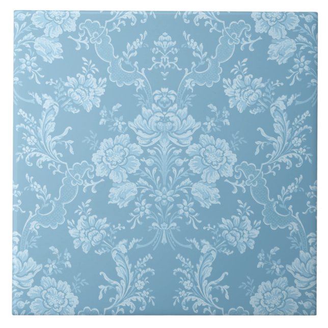 Eleganter Romantischer Chic Floral Damask-Pastel B Fliese (Vorderseite)
