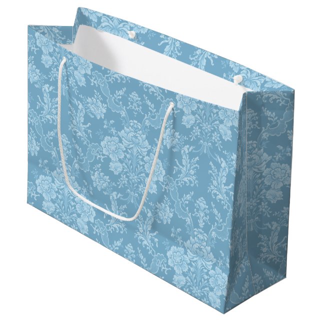 Eleganter Romantischer Chic Floral Damask-Pastel B Große Geschenktüte (Vorderseite Schrägansicht)