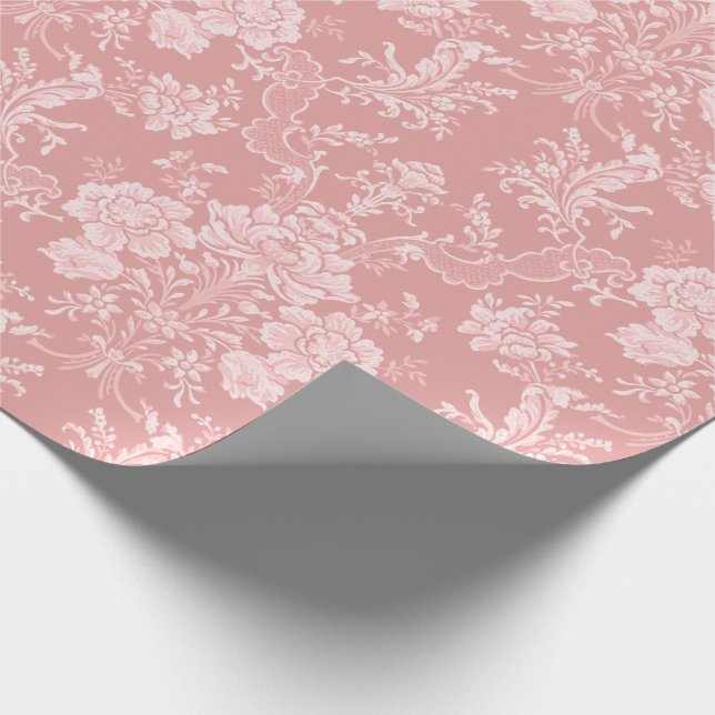 Eleganter romantischer Chic Floral Damask-Pastel P Geschenkpapier (Ecke)