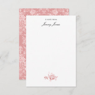 Eleganter romantischer Chic Floral Damask-Pastel P Mitteilungskarte