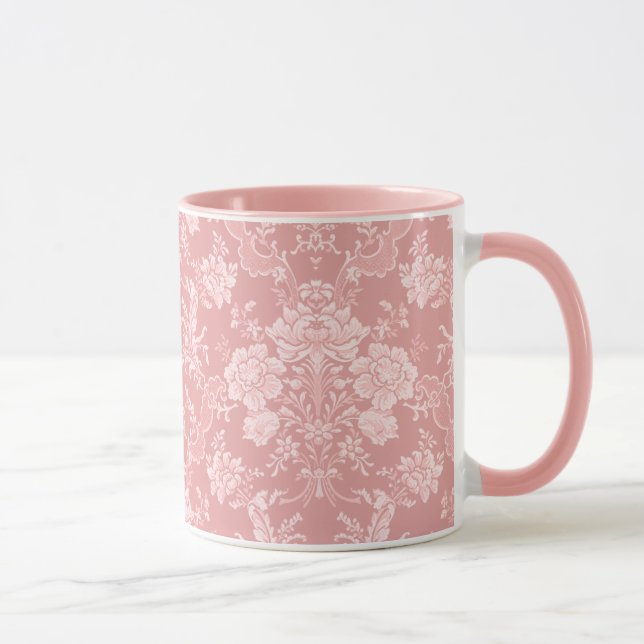 Eleganter romantischer Chic Floral Damask-Pastel P Tasse (Rechts)
