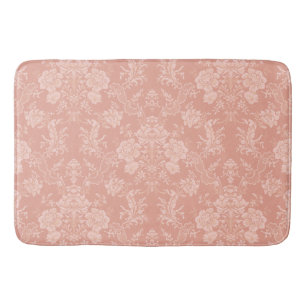 Eleganter Romantischer Chic Floral Damask Peach Badematte