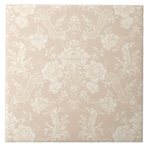 Eleganter romantischer Chic floraler Damast-Cream Fliese