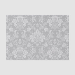 Eleganter romantischer Chic floraler Damast-Grau Seidenpapier