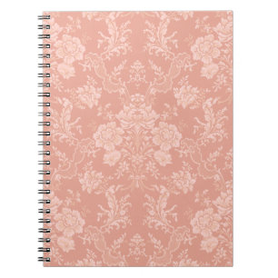 Eleganter romantischer Chic floraler Damast-Pfirsi Notizblock