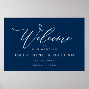 Eleganter Romantischer, Navy Blue Schriftart, Begr Poster