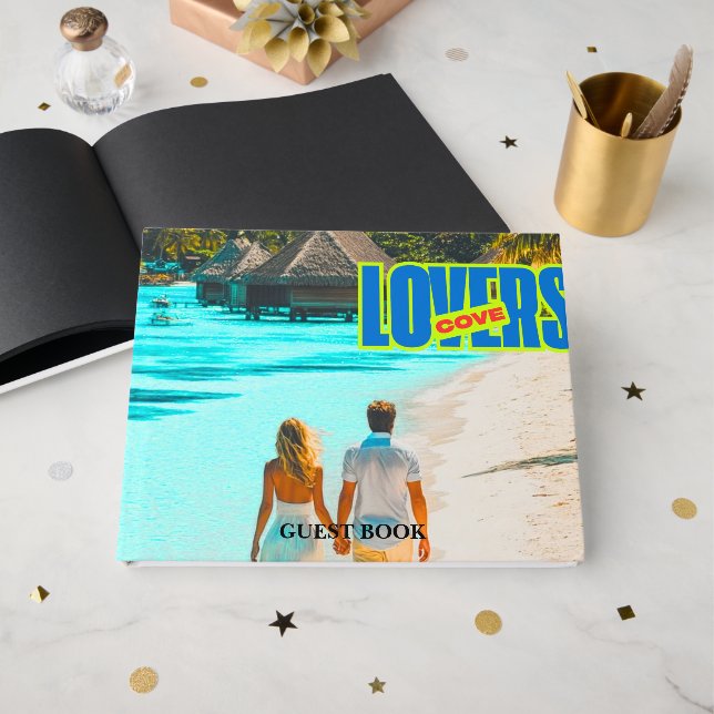 Eleganter romantischer Sake für Hochzeiten & Celeb Gästebuch (Vorderseite Offen)