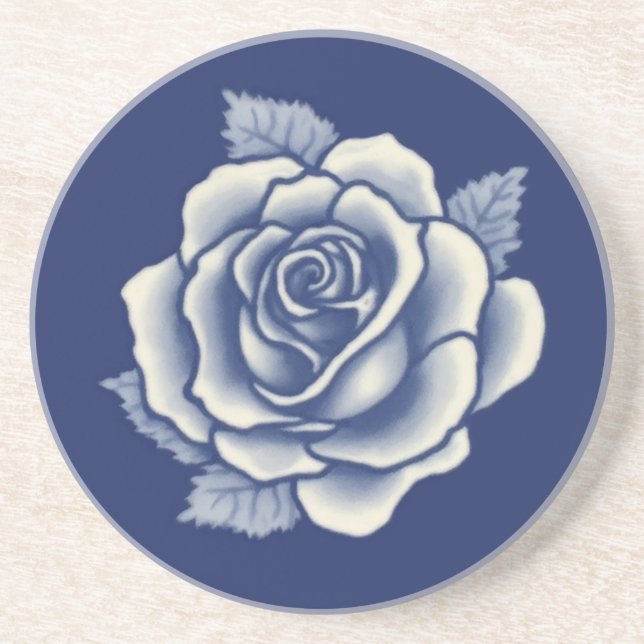 Eleganter Romantischer Schicker Blaue Blumen-Damas Getränkeuntersetzer (Vorne)
