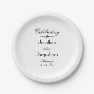 Eleganter, romantischer Weißer Hochzeitstortentisc Pappteller