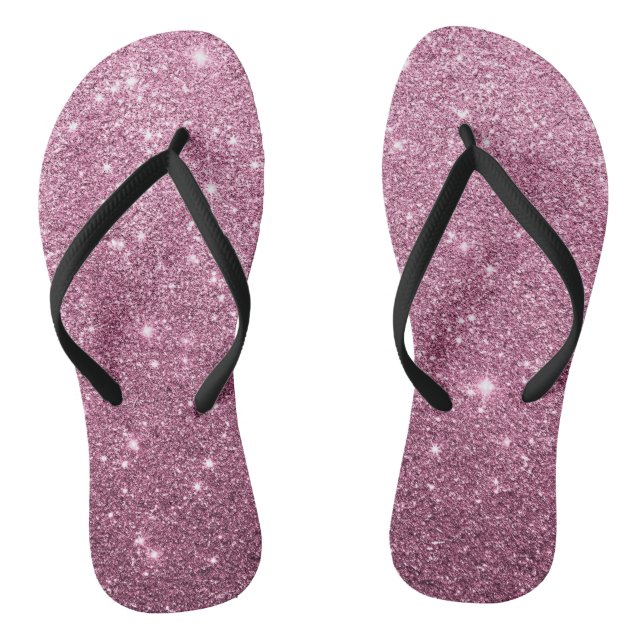 Eleganter rosa abstrakter girly Glitter Burgunders Flip Flops (Fußbett)