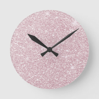 Eleganter, rosa abstrakter trendiger Glitzer Runde Wanduhr