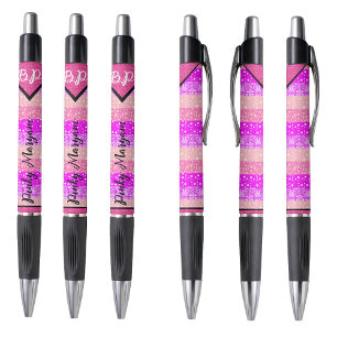 Eleganter rosa Anfangsmonogramm Name für Mädchen, Kugelschreiber