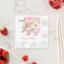 Eleganter rosa Aquarell Blumenfreuden zum Geburtst
