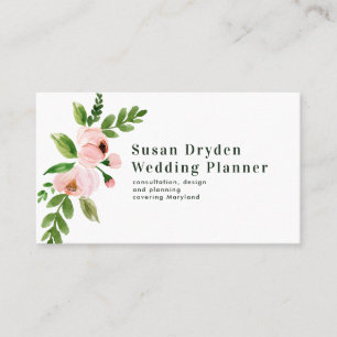 Eleganter, rosa Aquarellblumen Visitenkarte