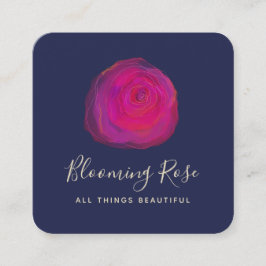 Eleganter rosa Aquarellplatz Rose Piazza della Rif Quadratische Visitenkarte