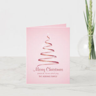 Eleganter rosa Band-Weihnachtsbaum  Karte