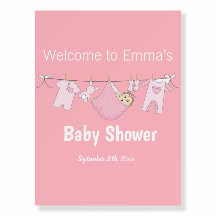 Eleganter rosa Begrüßungsmädchen Babydusche Hinter