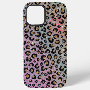 Eleganter rosa-blauer-goldener Glitter-Schwarz-Leo iPhone 12 Pro Max Hülle