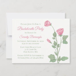Eleganter Rosa Blume Junggeselinnen-Abschied Einladung