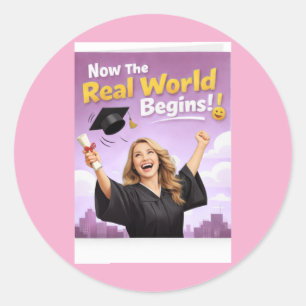 Eleganter rosa Blumen-Aufkleber für die Abschlussf Runder Aufkleber